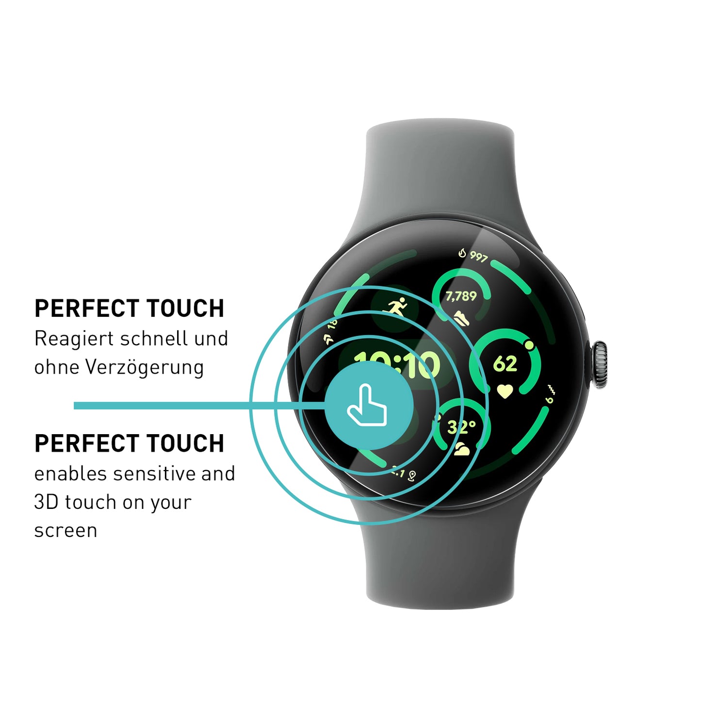 smartect TPU Schutzfolie Klar für Google Pixel Watch 3 45 mm, 3 x Front
