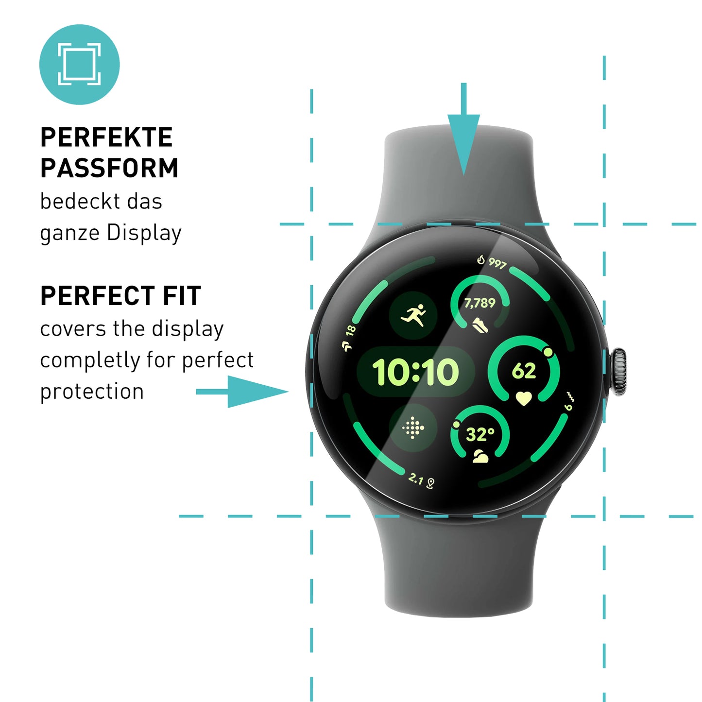 smartect TPU Schutzfolie Klar für Google Pixel Watch 3 45 mm, 3 x Front