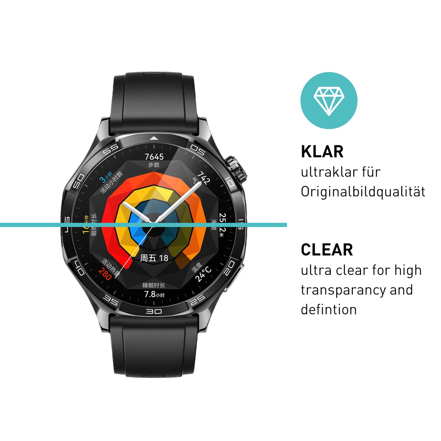 smartect TPU Schutzfolie Klar für Huawei Watch GT5 46 mm / GT5 Pro 46 mm, 3 x Front