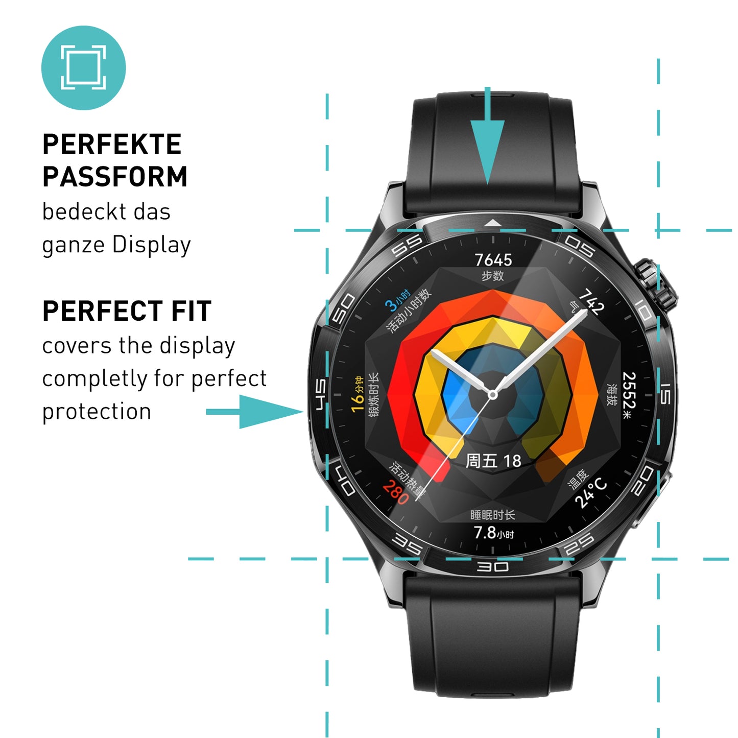 smartect TPU Schutzfolie Klar für Huawei Watch GT5 46 mm / GT5 Pro 46 mm, 3 x Front