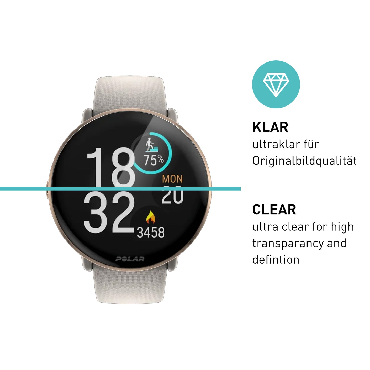 smartect TPU Screen Protector Clear for Polar Ignite 3, 3 x Front