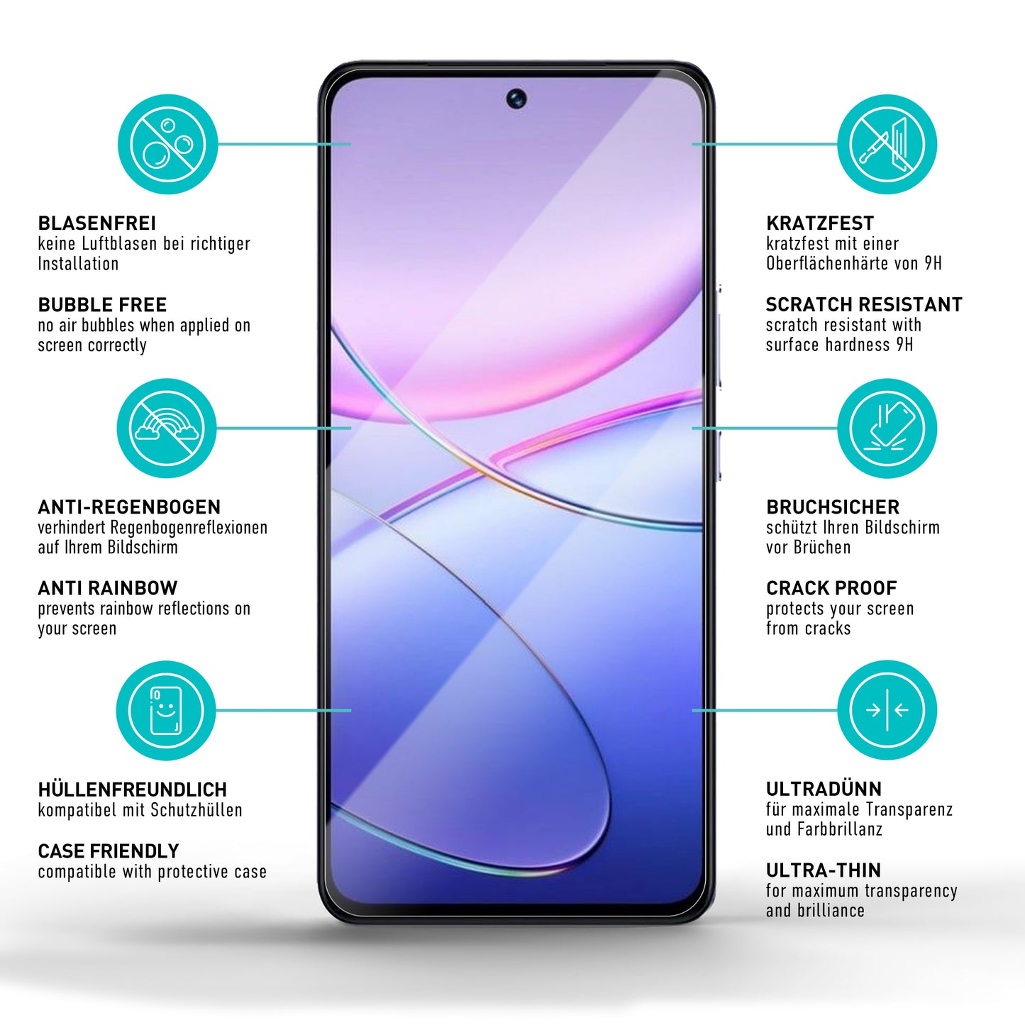smartect Protective Glass Clear for Vivo V30 Lite 4G / Vivo V40 SE 5G, 3 pieces
