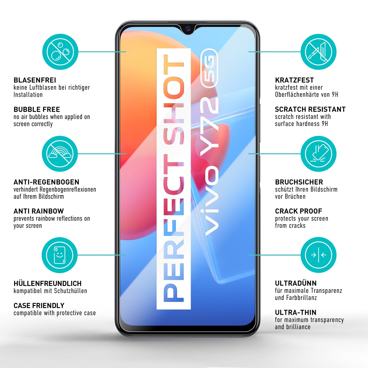 smartect Protective Glass Clear for Vivo Y72 5G / Y52 5G, 3 pieces