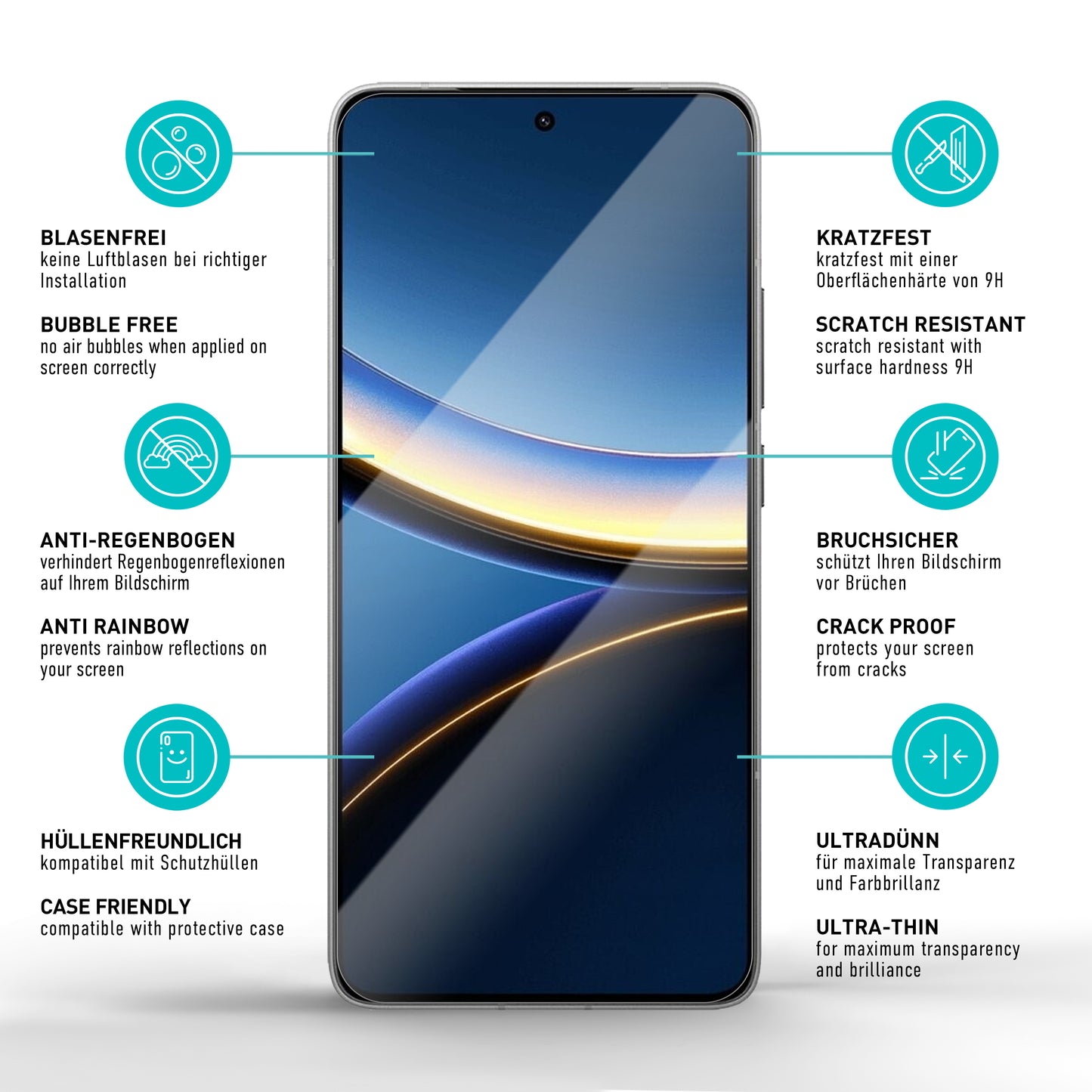 smartect Schutzglas Klar für Xiaomi Poco F7 Pro / F7 Ultra, 3 Stück