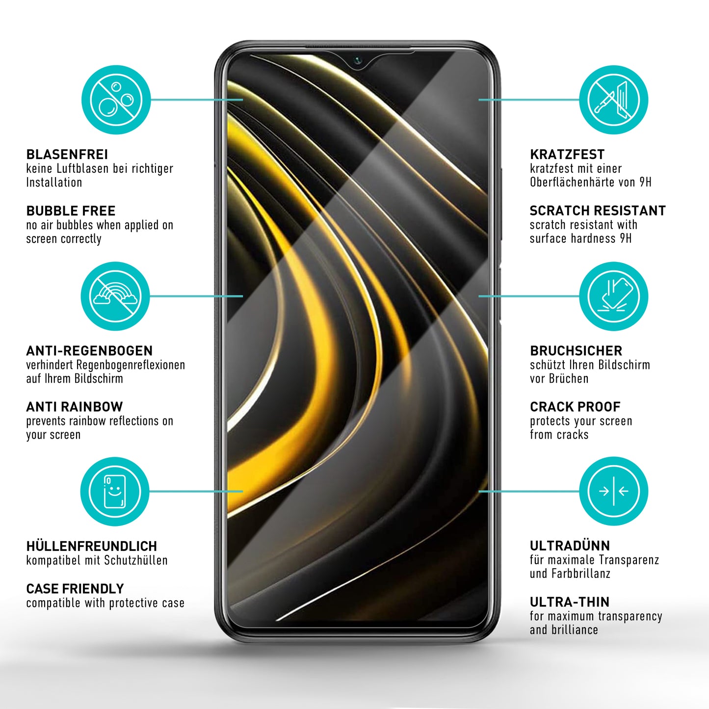 smartect Schutzglas Klar für Xiaomi Poco M3, 3 Stück