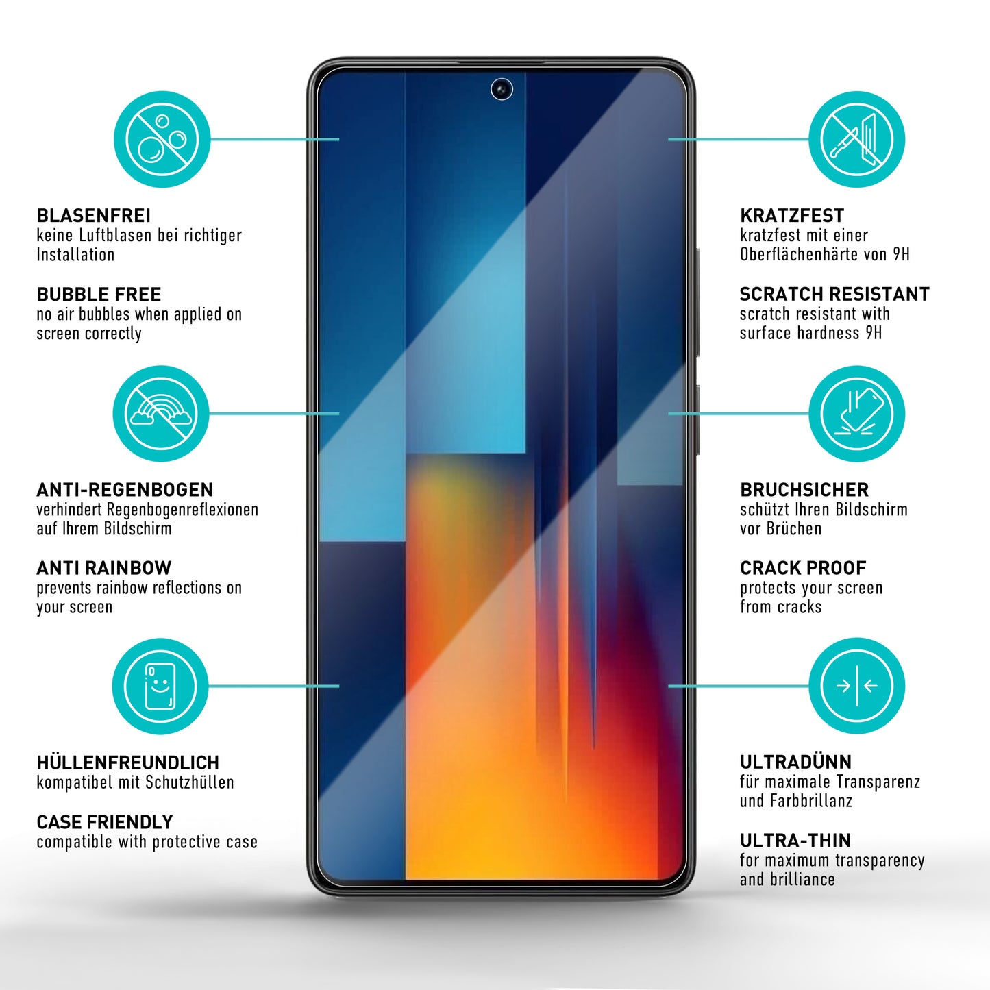 smartect Schutzglas Klar für Xiaomi Poco M6 Pro 4G, 3 Stück
