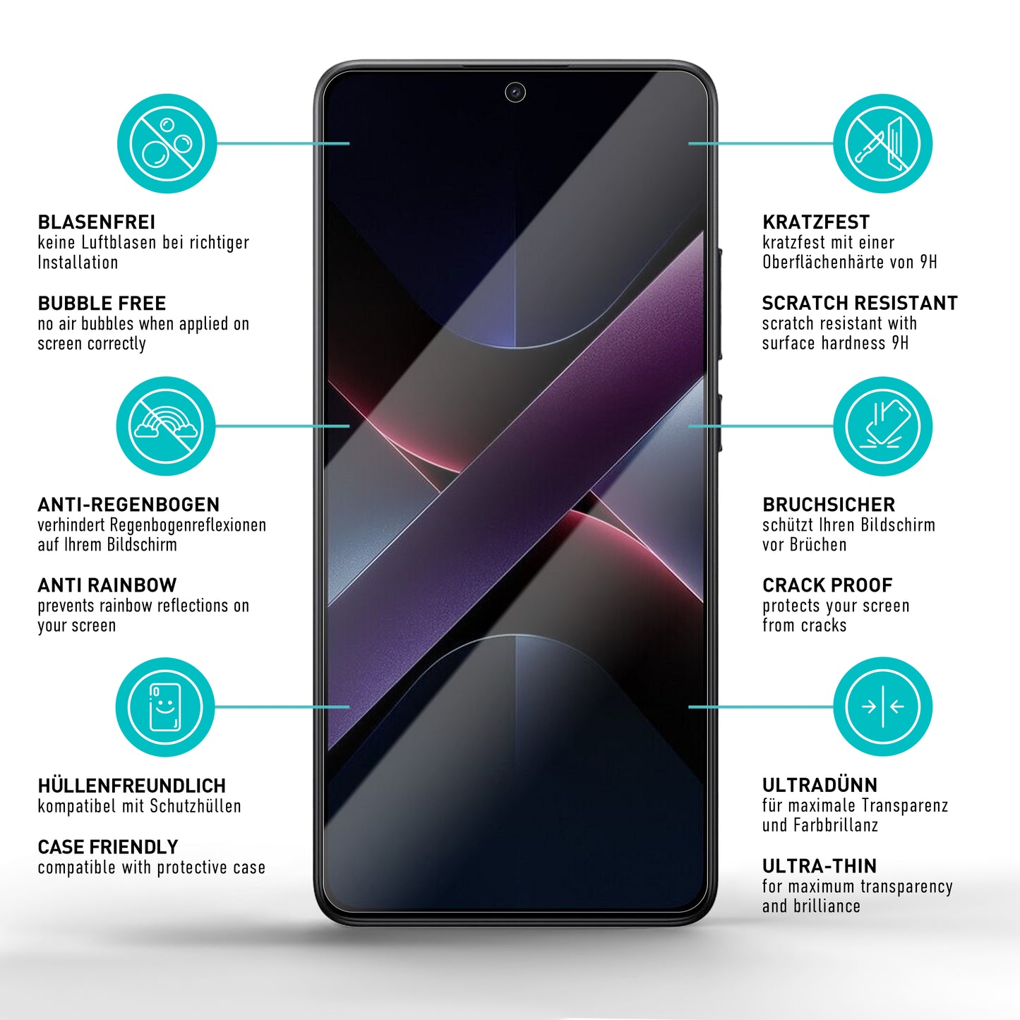 smartect Schutzglas Klar für Xiaomi POCO X7 Pro, 3 Stück