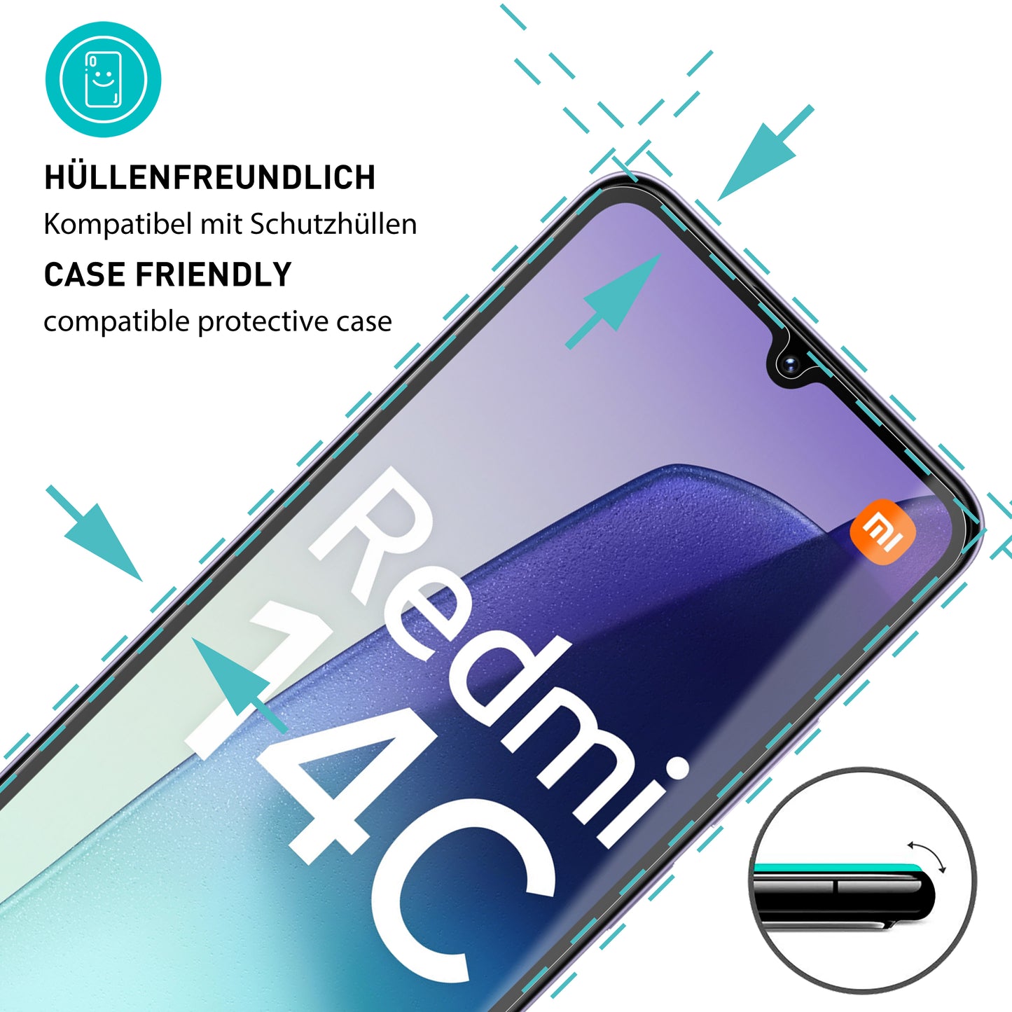 smartect Schutzglas Klar für Xiaomi Redmi 14c / Poco C75, 3 Stück