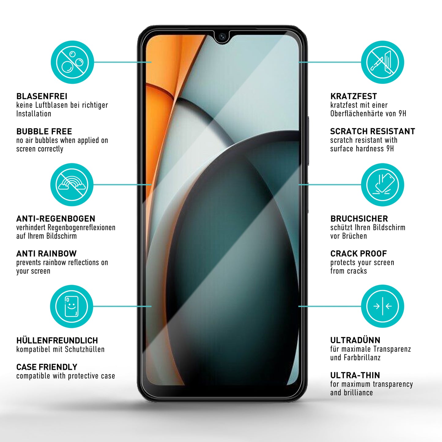 smartect Schutzglas Klar für Xiaomi Redmi A3 / A3X, 3 Stück