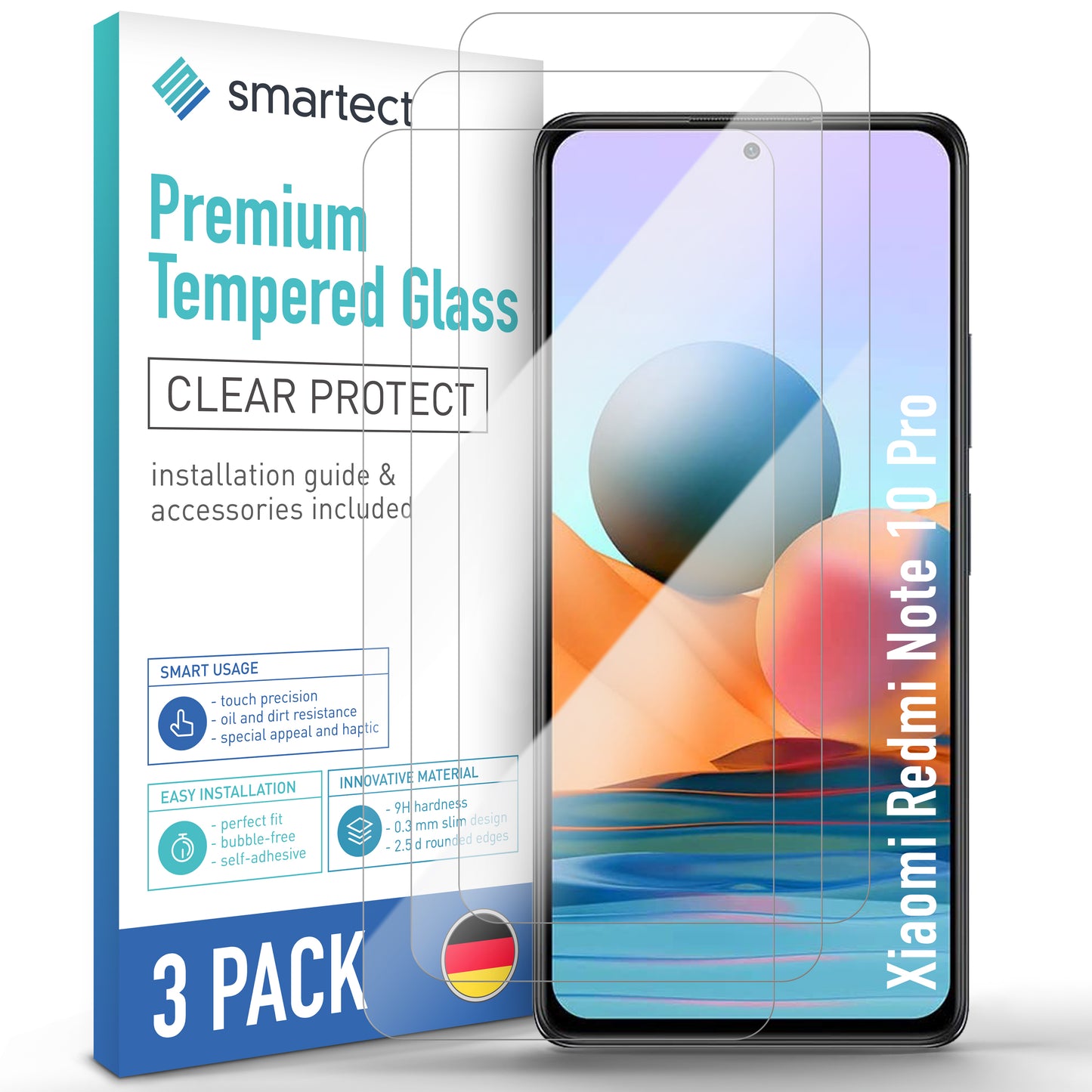 smartect Protective Glass Clear for Xiaomi Redmi Note 10 Pro / Note 10 Pro Max, 3 Pack