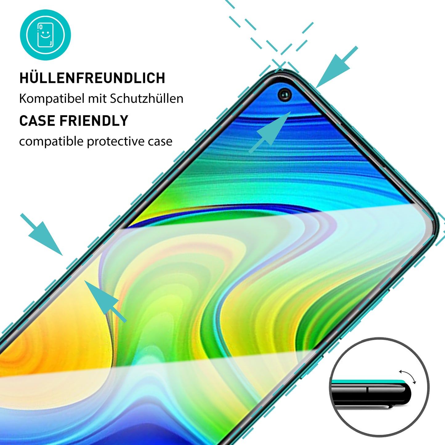 smartect Protective Glass Clear for Xiaomi Redmi Note 9, 3 pieces