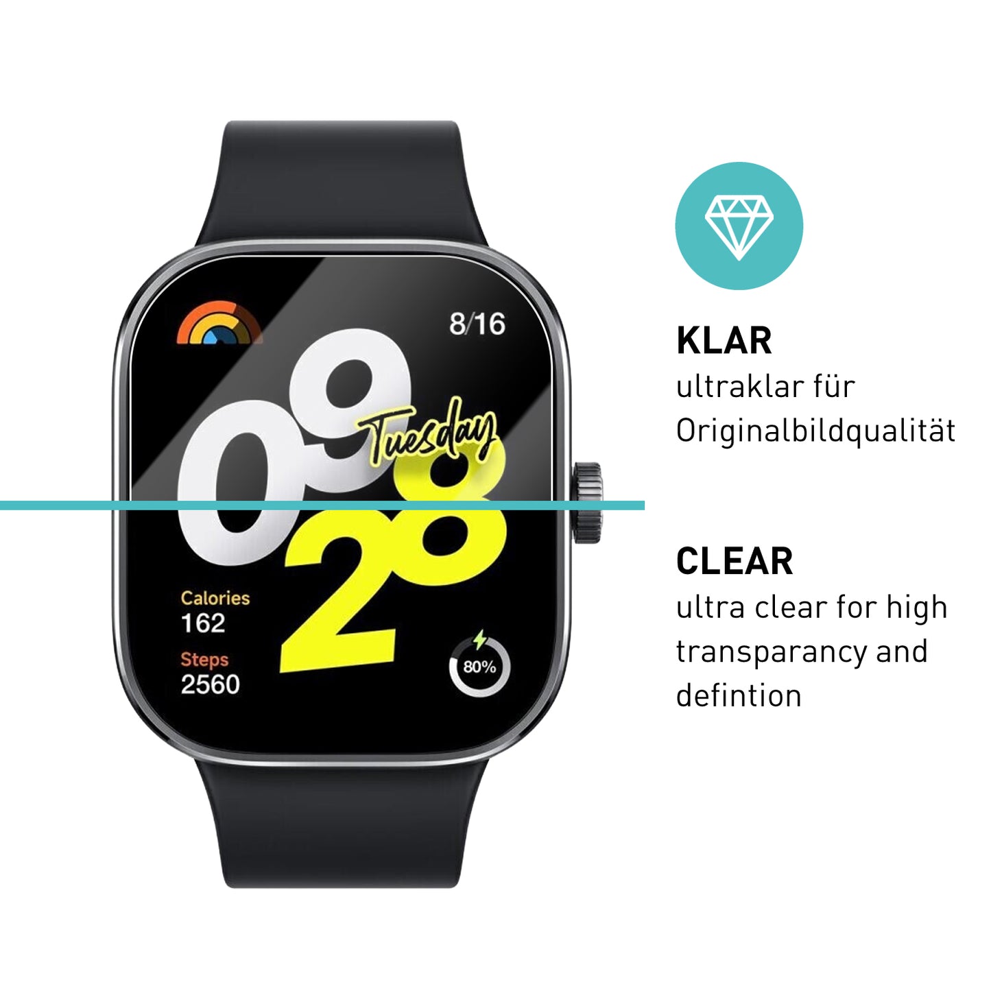 smartect Protective Glass Clear for Xiaomi Redmi Watch 4, 3 pieces