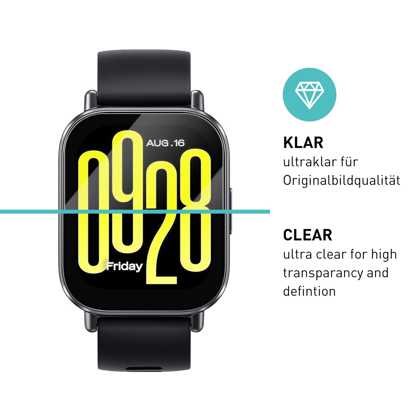 smartect Schutzglas Klar für Xiaomi Redmi Watch 5 Active, 3 Stück