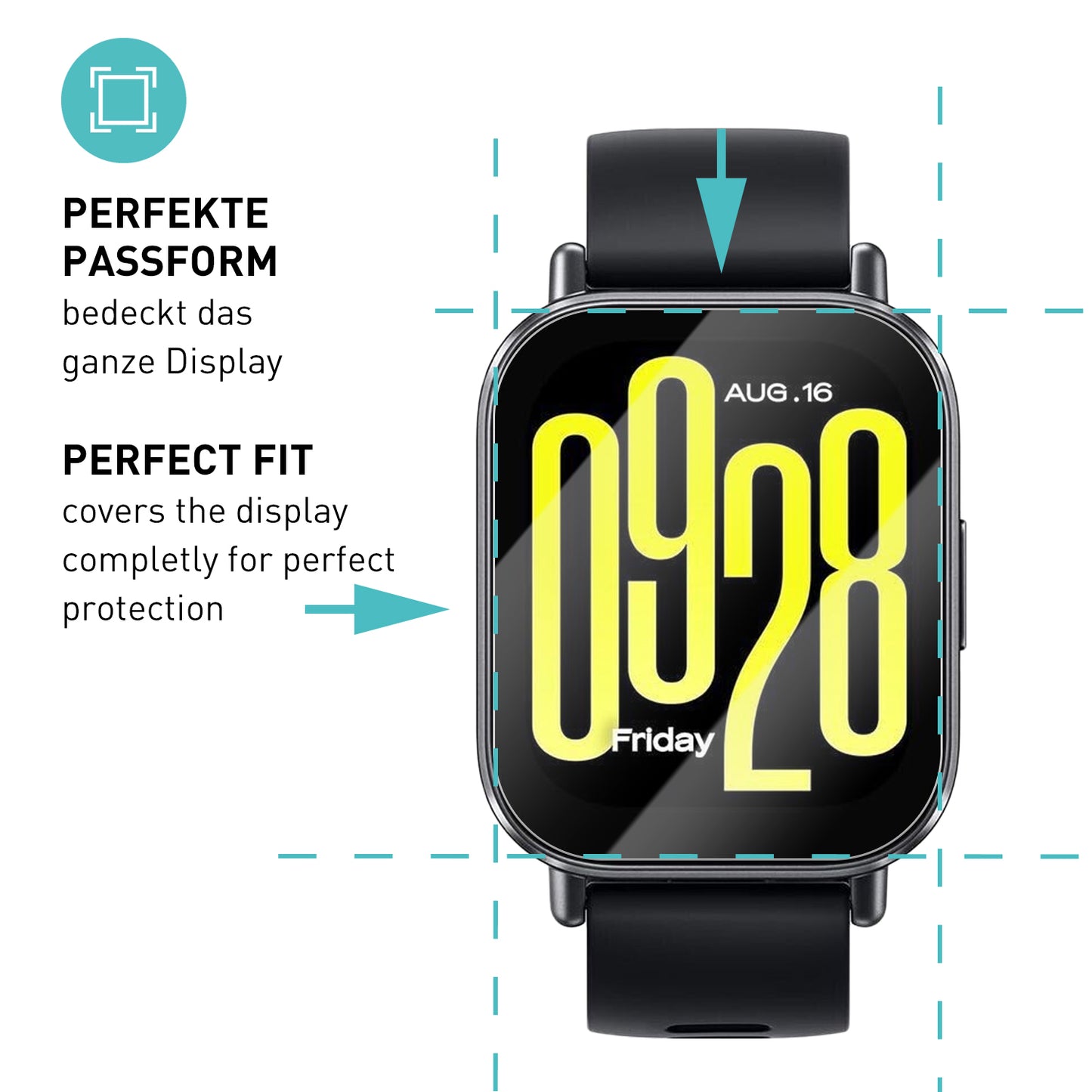 smartect Schutzglas Klar für Xiaomi Redmi Watch 5 Active, 3 Stück