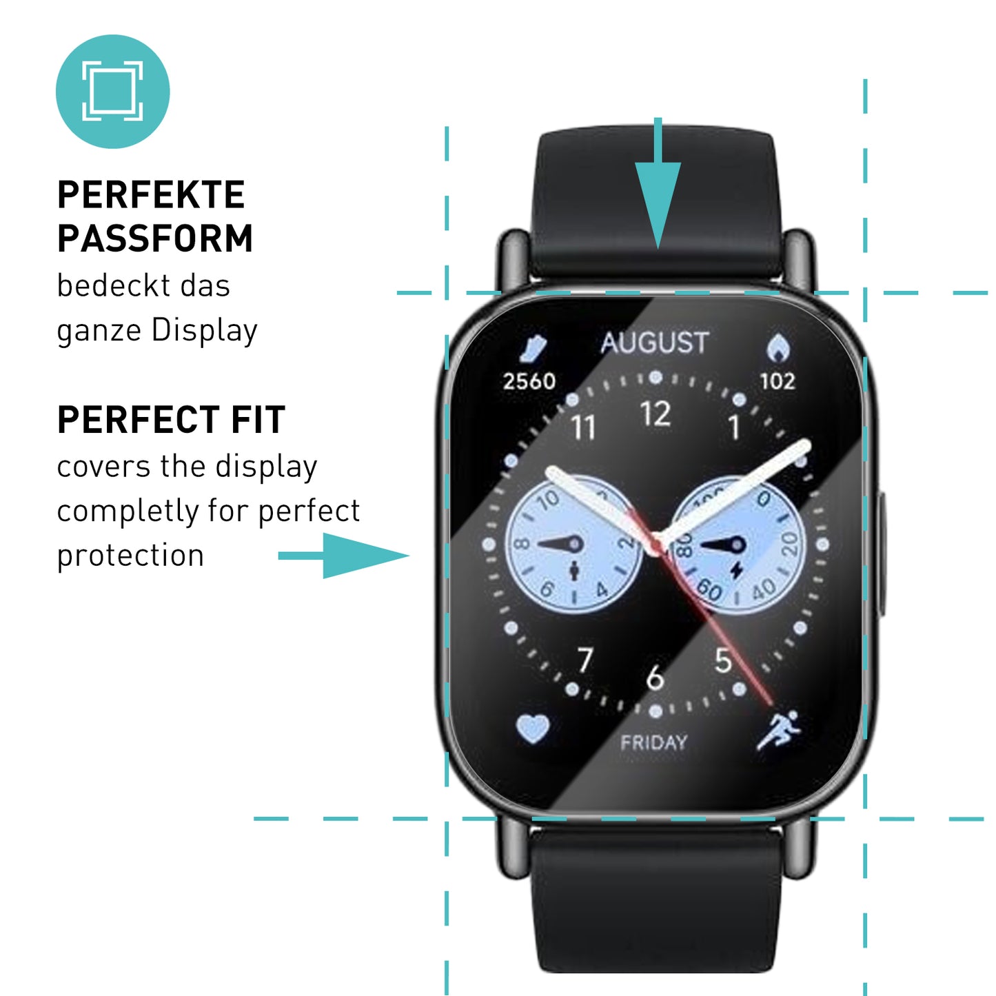 smartect Schutzglas Klar für Xiaomi Redmi Watch 5 Lite, 3 Stück