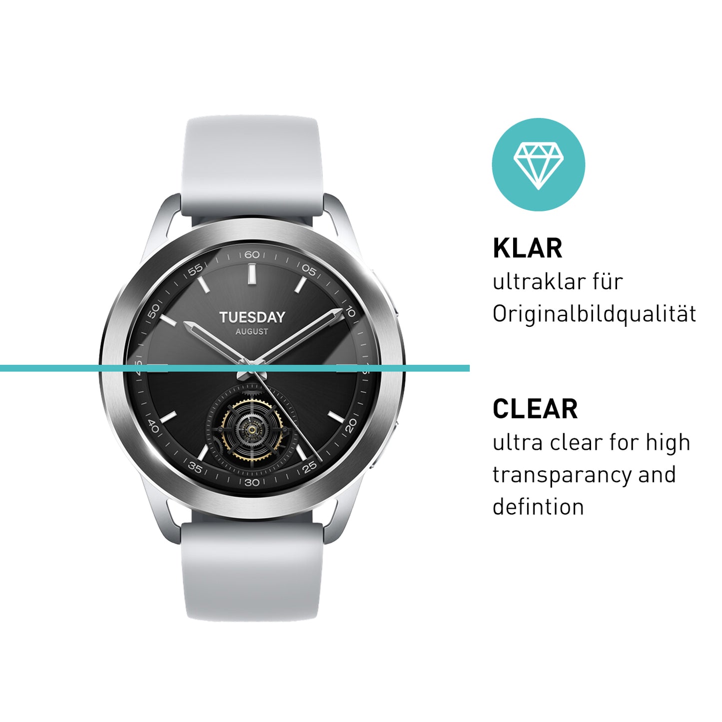 smartect Schutzglas Klar für Xiaomi Watch S3, 3 Stück