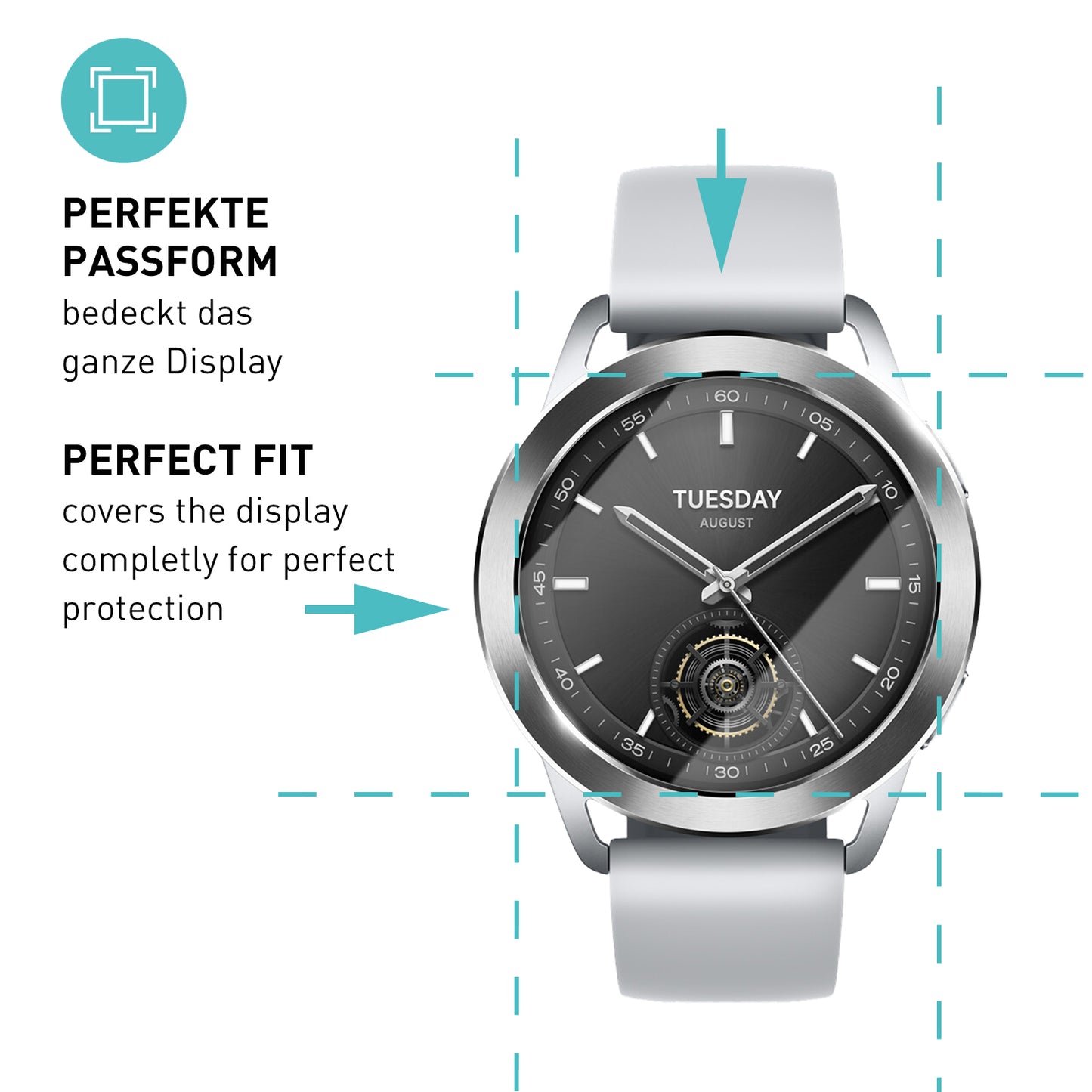 smartect Schutzglas Klar für Xiaomi Watch S3, 3 Stück