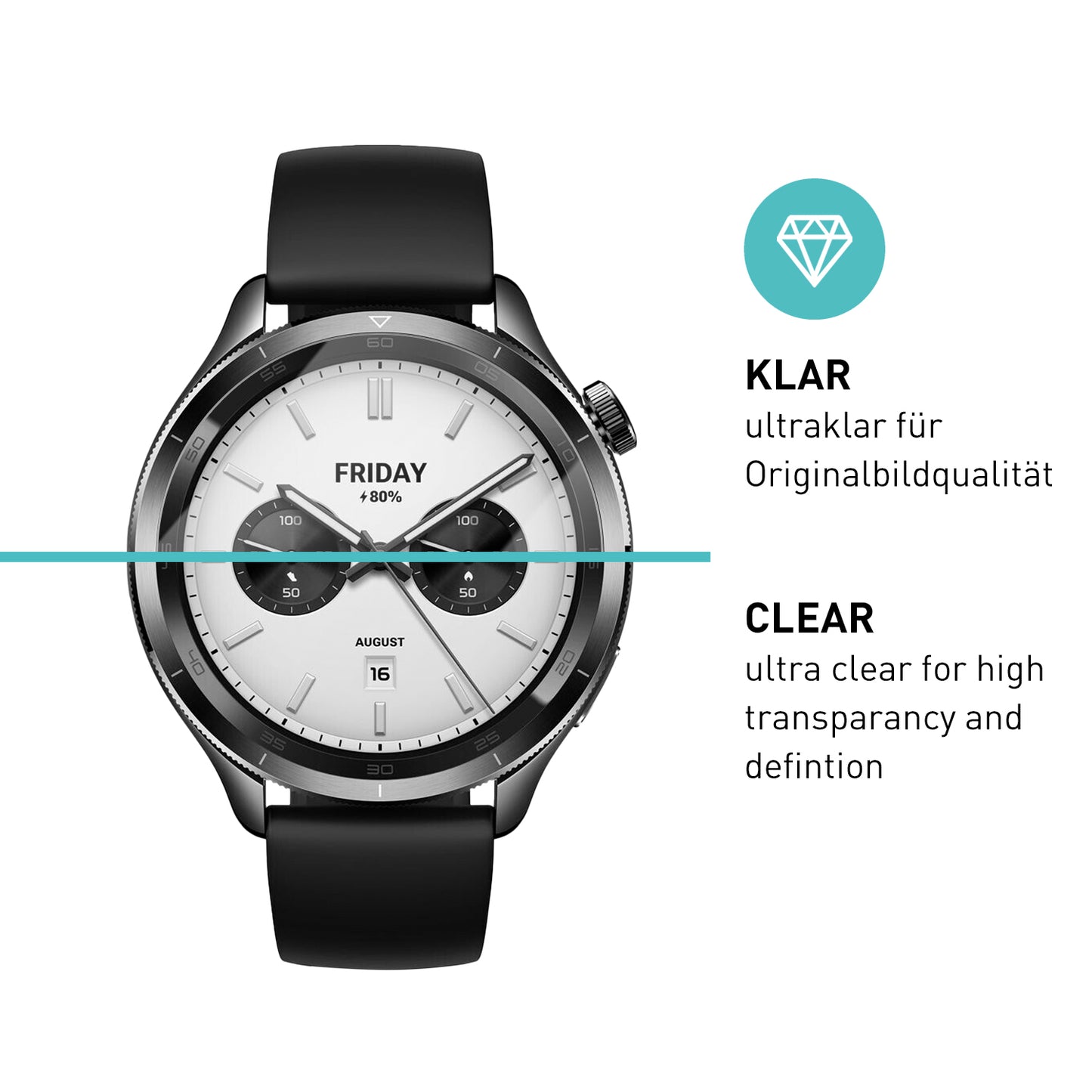 smartect Schutzglas Klar für Xiaomi Watch S4, 3 Stück