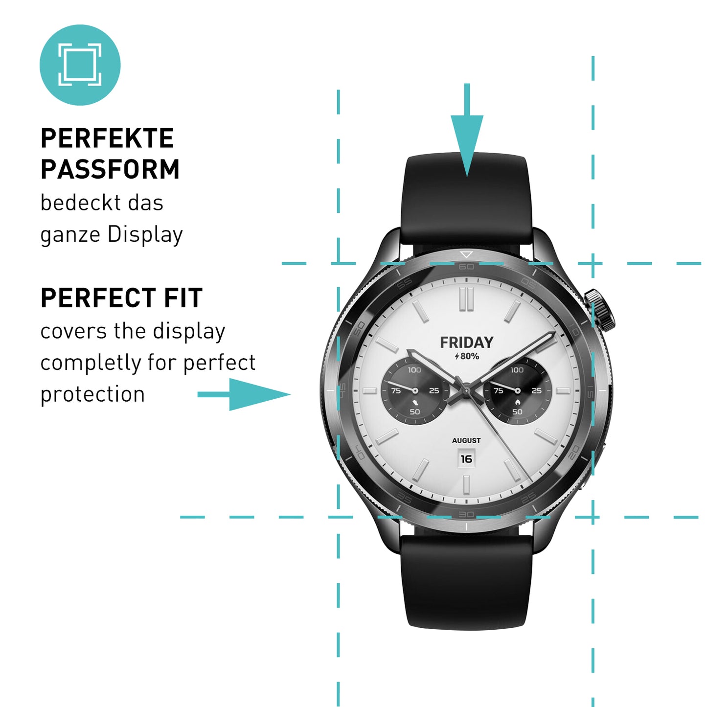 smartect Schutzglas Klar für Xiaomi Watch S4, 3 Stück