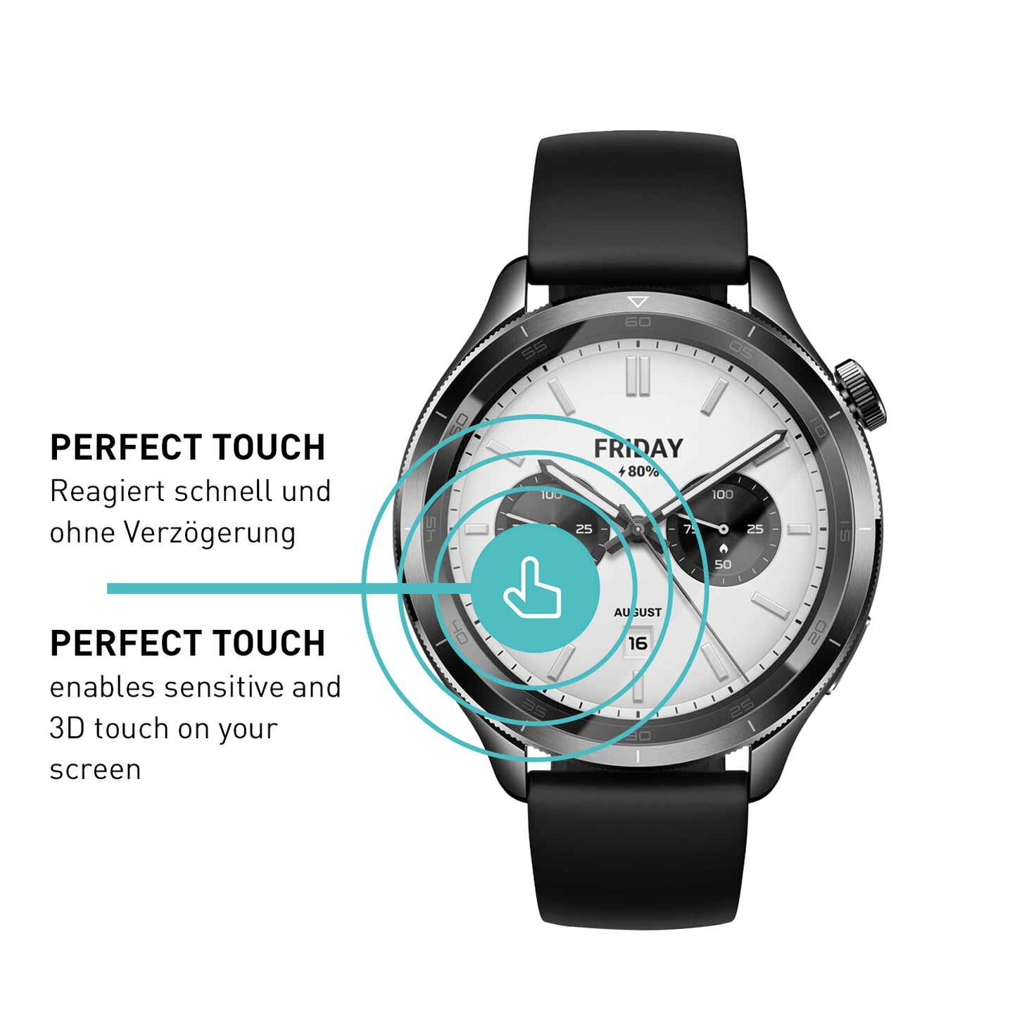 smartect Schutzglas Klar für Xiaomi Watch S4, 3 Stück
