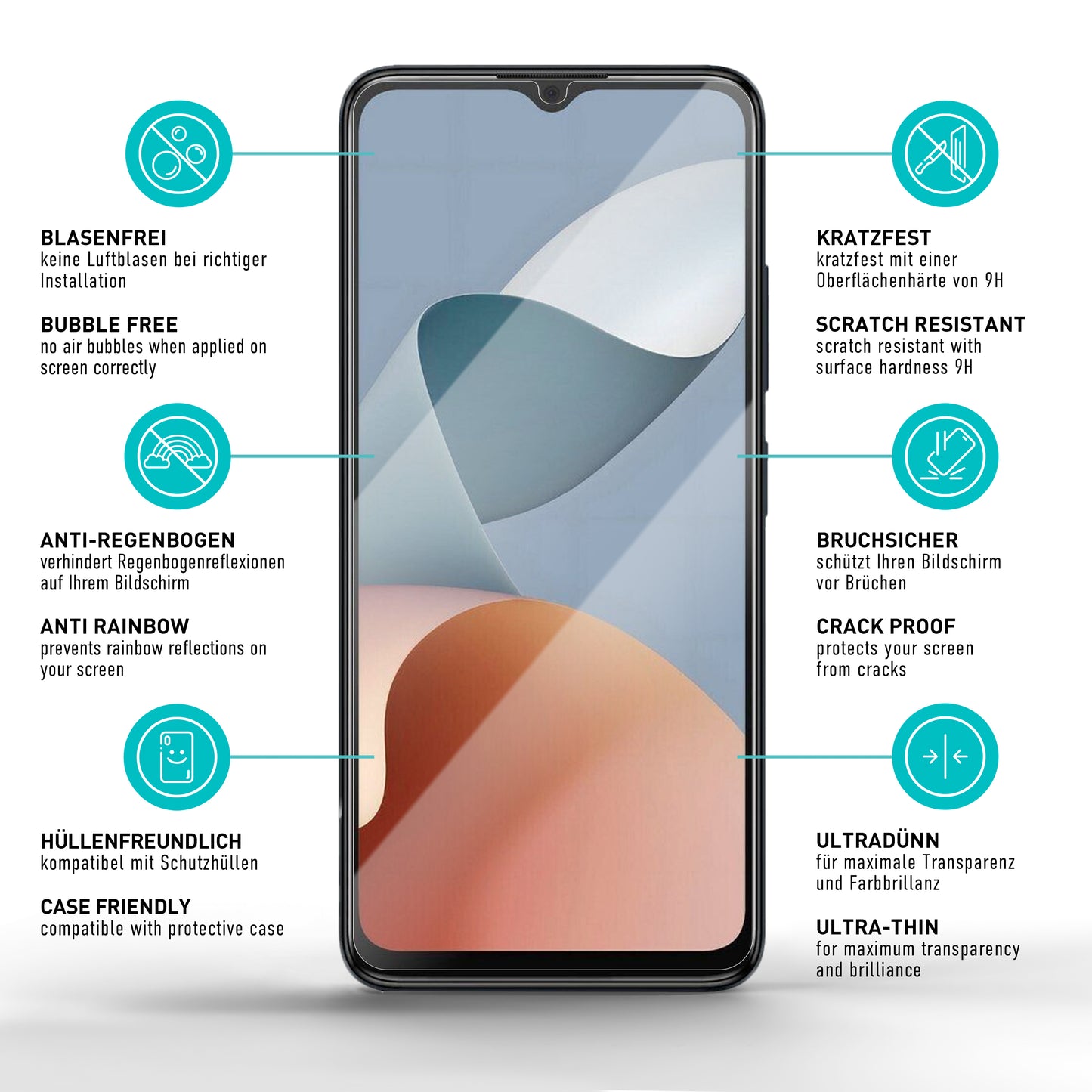 smartect Schutzglas Klar für ZTE Blade A34, 3 Stück