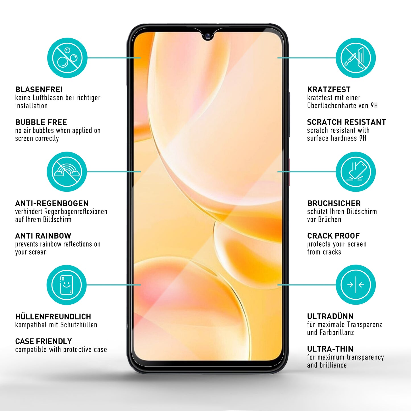 smartect Schutzglas Klar für ZTE Blade A55, 3 Stück