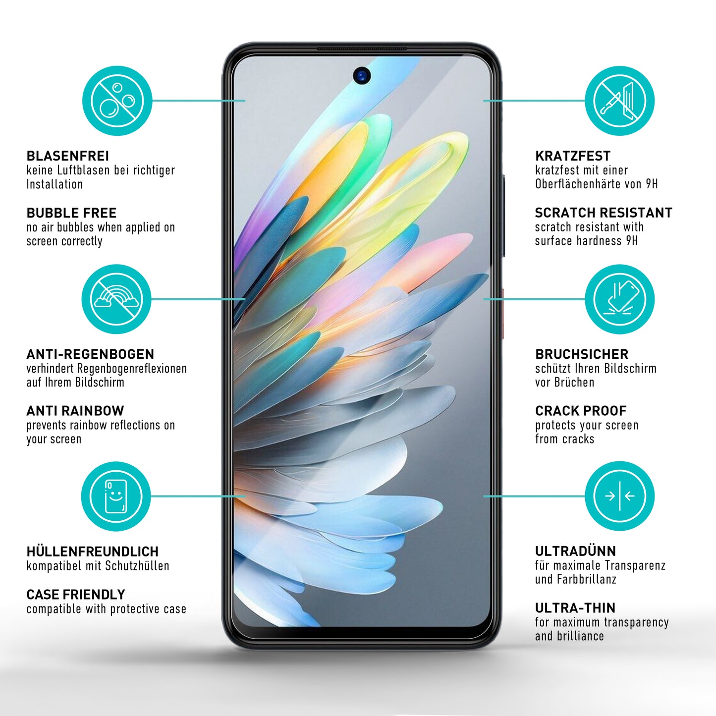 smartect Schutzglas Klar für ZTE Blade A75, 3 Stück