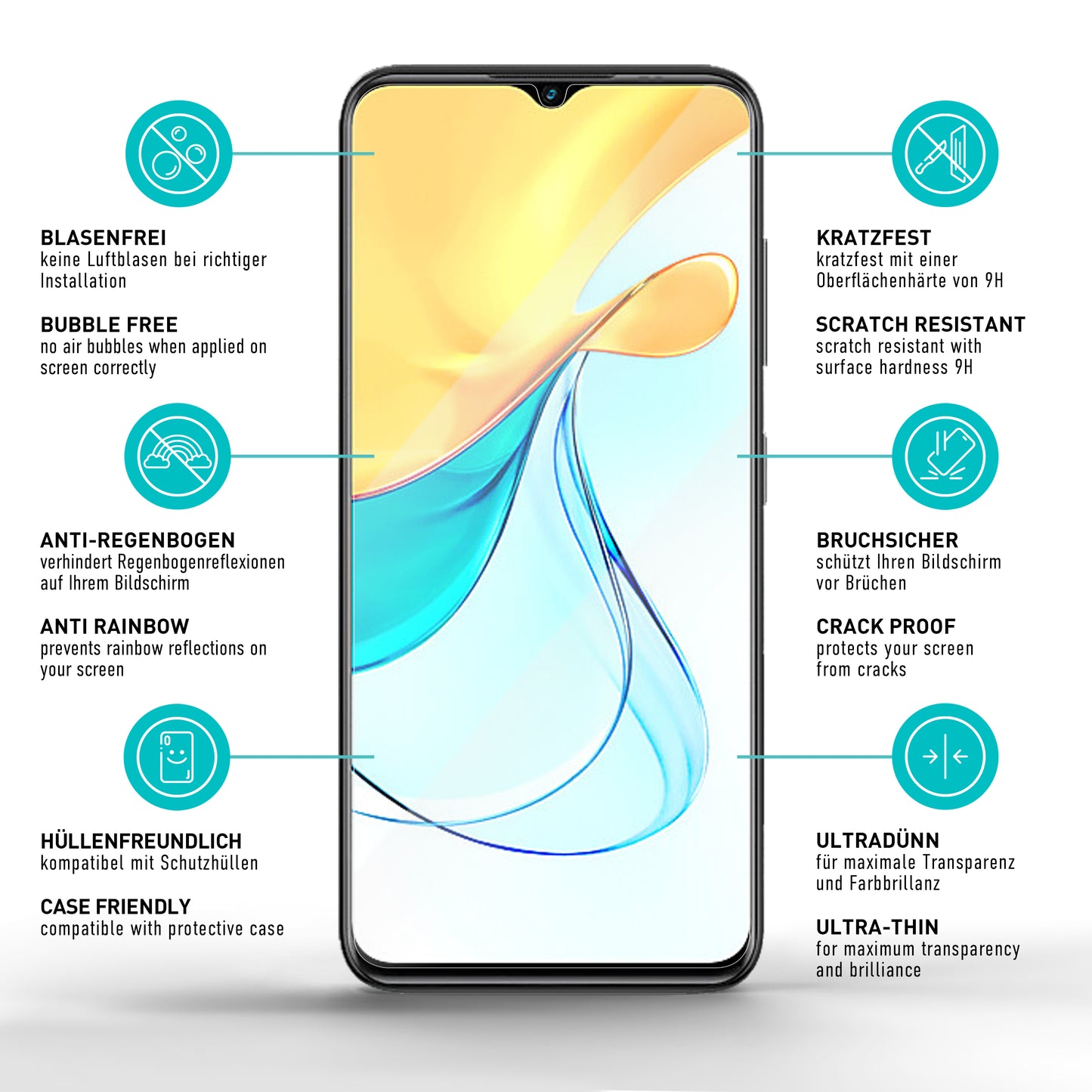 smartect Schutzglas Klar für ZTE Blade V50s, 3 Stück