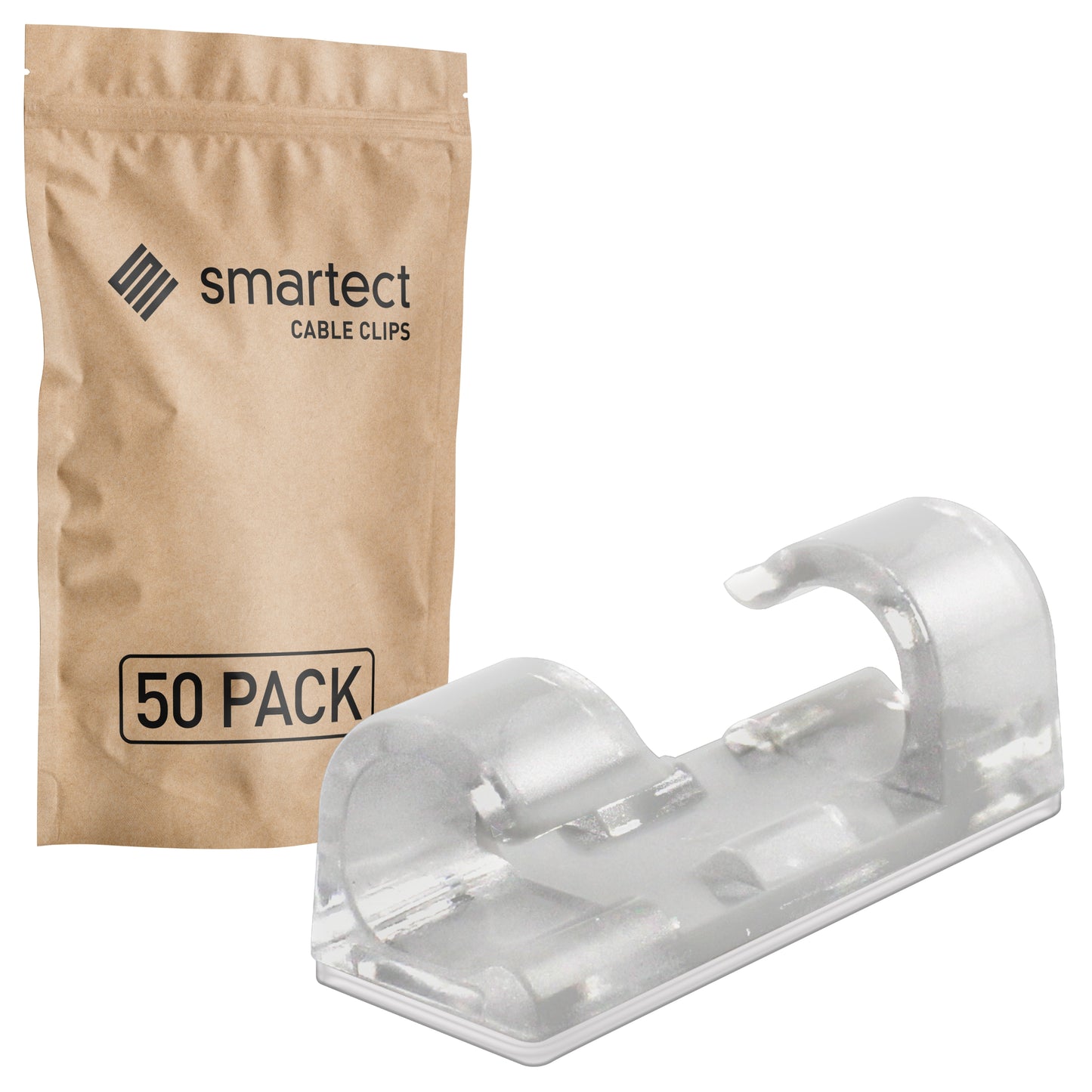 smartect Kabelclip selbstklebend 3x1,1 cm, 50 Stück