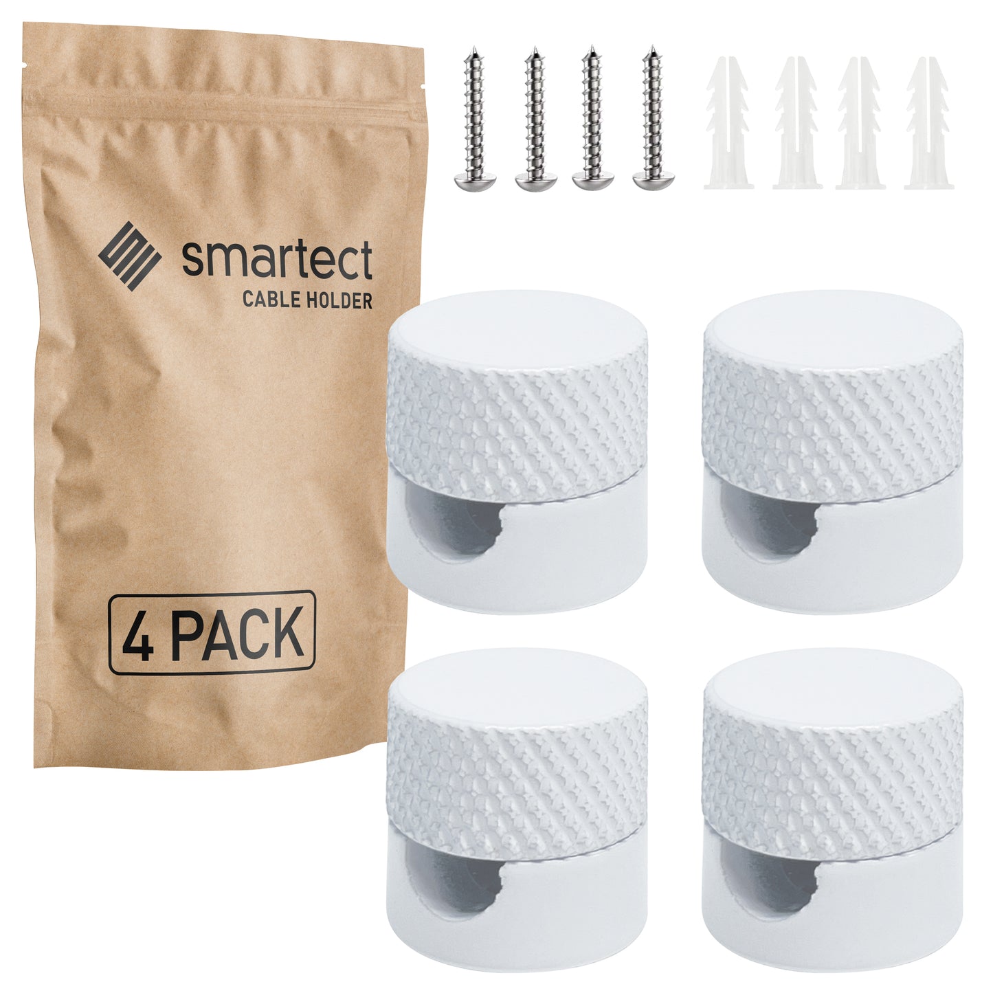 smartect Wand- und Deckenpins Aluminium, geriffelt für Lampenkabel