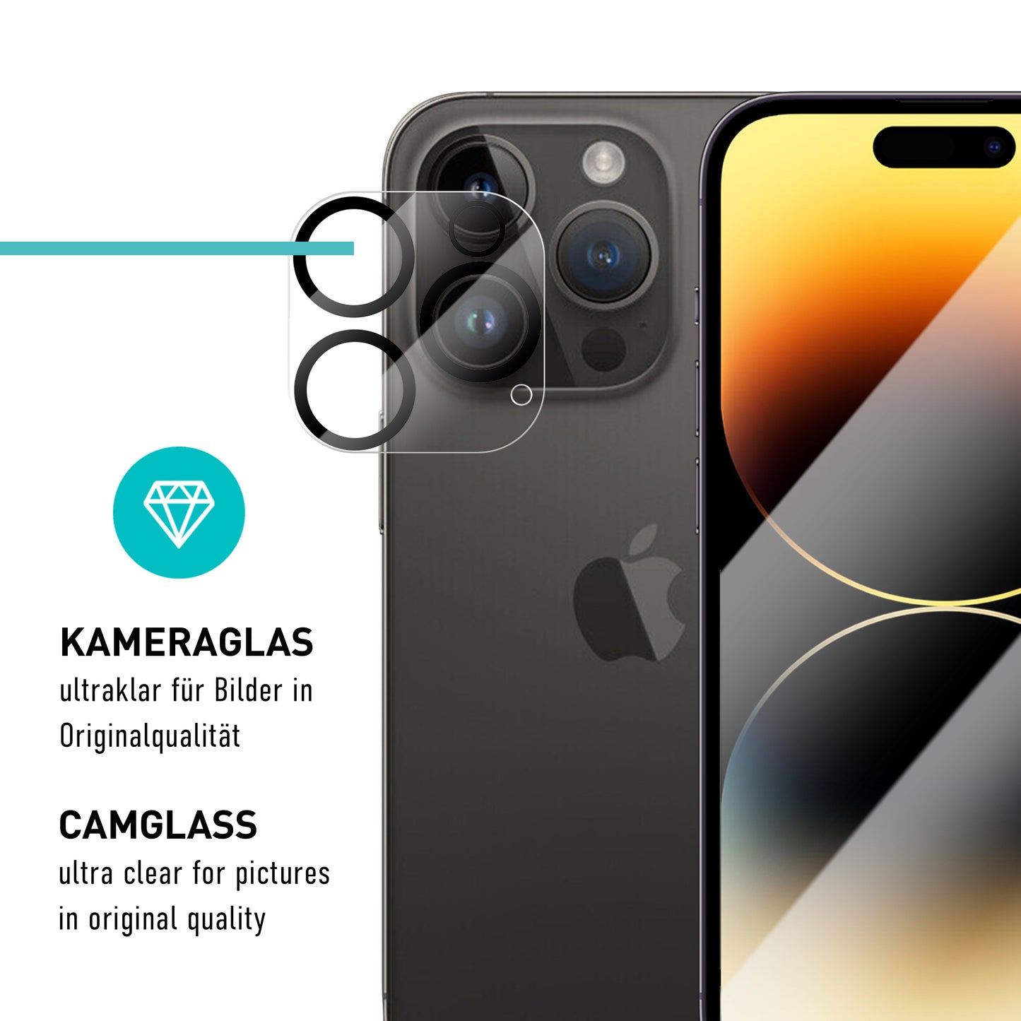 smartect Schutzglas Full Screen für iPhone 14 Pro, 2 x Front + 2 x Cam + Positionierhilfe