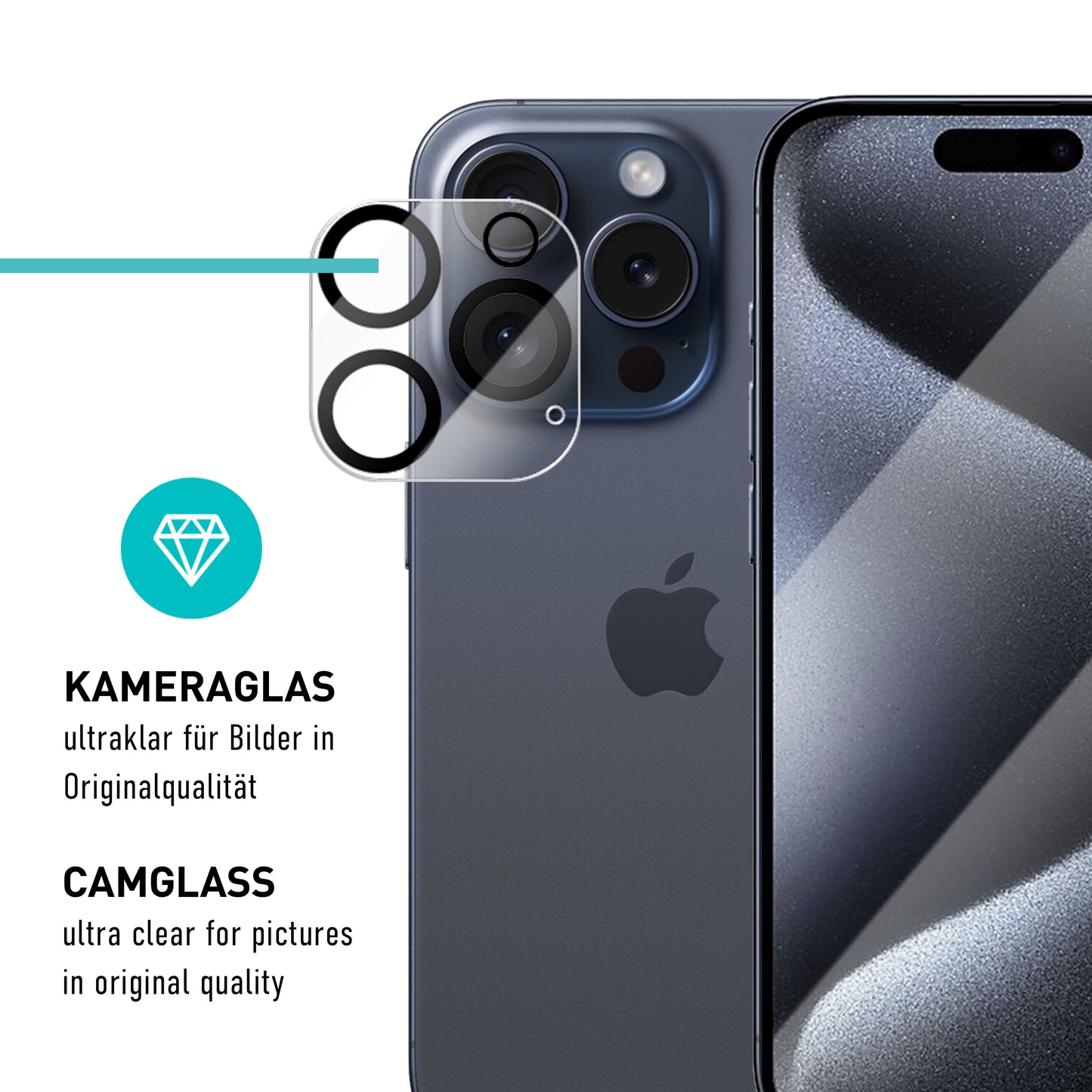 smartect Schutzglas Full Screen für iPhone 15 Pro, 2 x Front + 2 x Cam + Positionierhilfe