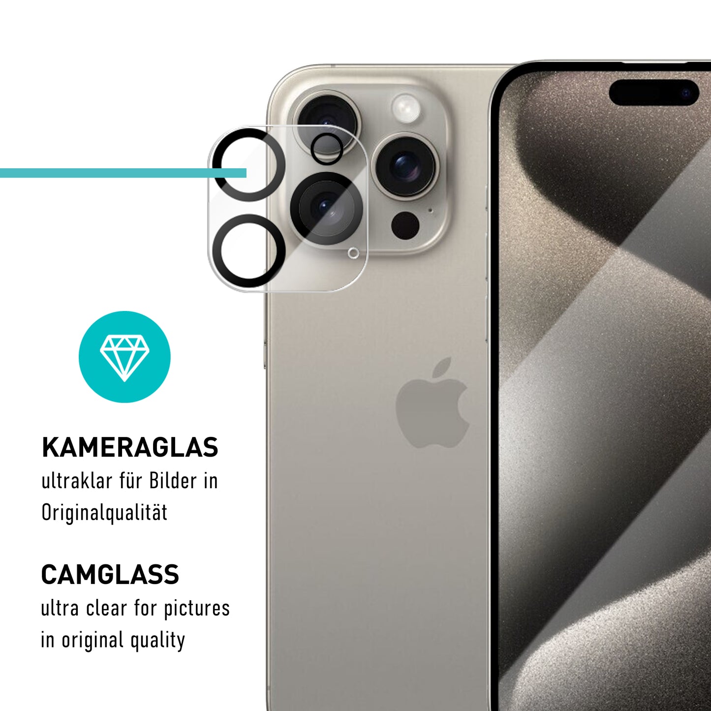smartect Schutzglas Full Screen für iPhone 15 Pro Max, 2 x Front + 2 x Cam + Positionierhilfe