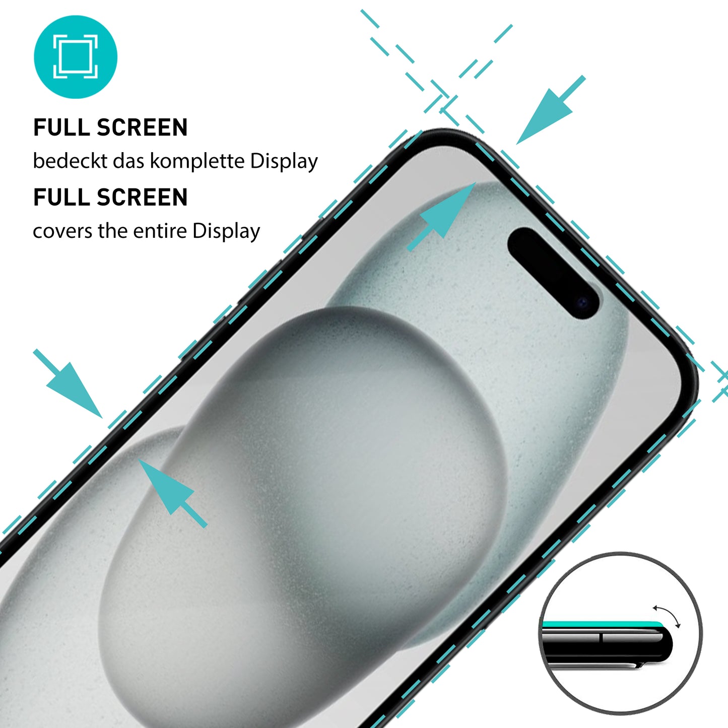 smartect Schutzglas Full Screen Privacy für iPhone 15, 2 x Front + 2 x Cam + Positionierhilfe