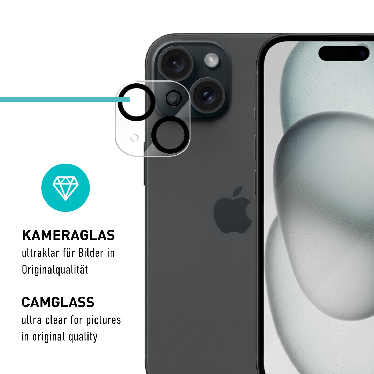 smartect Schutzglas Full Screen Privacy für iPhone 15, 2 x Front + 2 x Cam + Positionierhilfe
