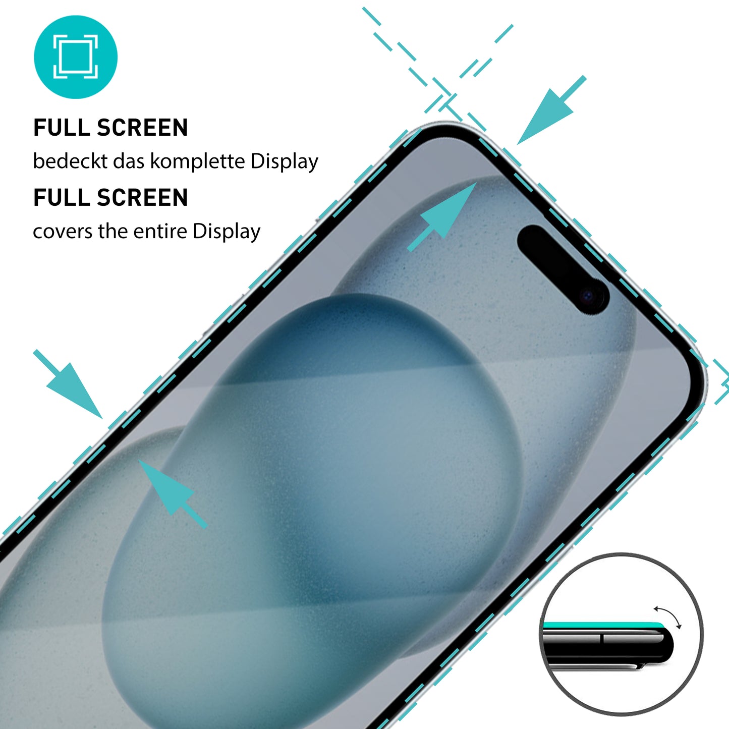 smartect Schutzglas Full Screen Privacy für iPhone 15 Plus, 2 x Front + 2 x Cam + Positionierhilfe