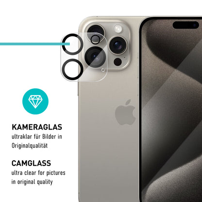 smartect Schutzglas Full Screen Privacy für iPhone 15 Pro Max, 2 x Front + 2 x Cam + Positionierhilfe