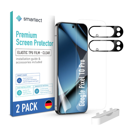 smartect TPU Schutzfolie Klar für Google Pixel 10 Pro, 2 x Front + 2 x Cam
