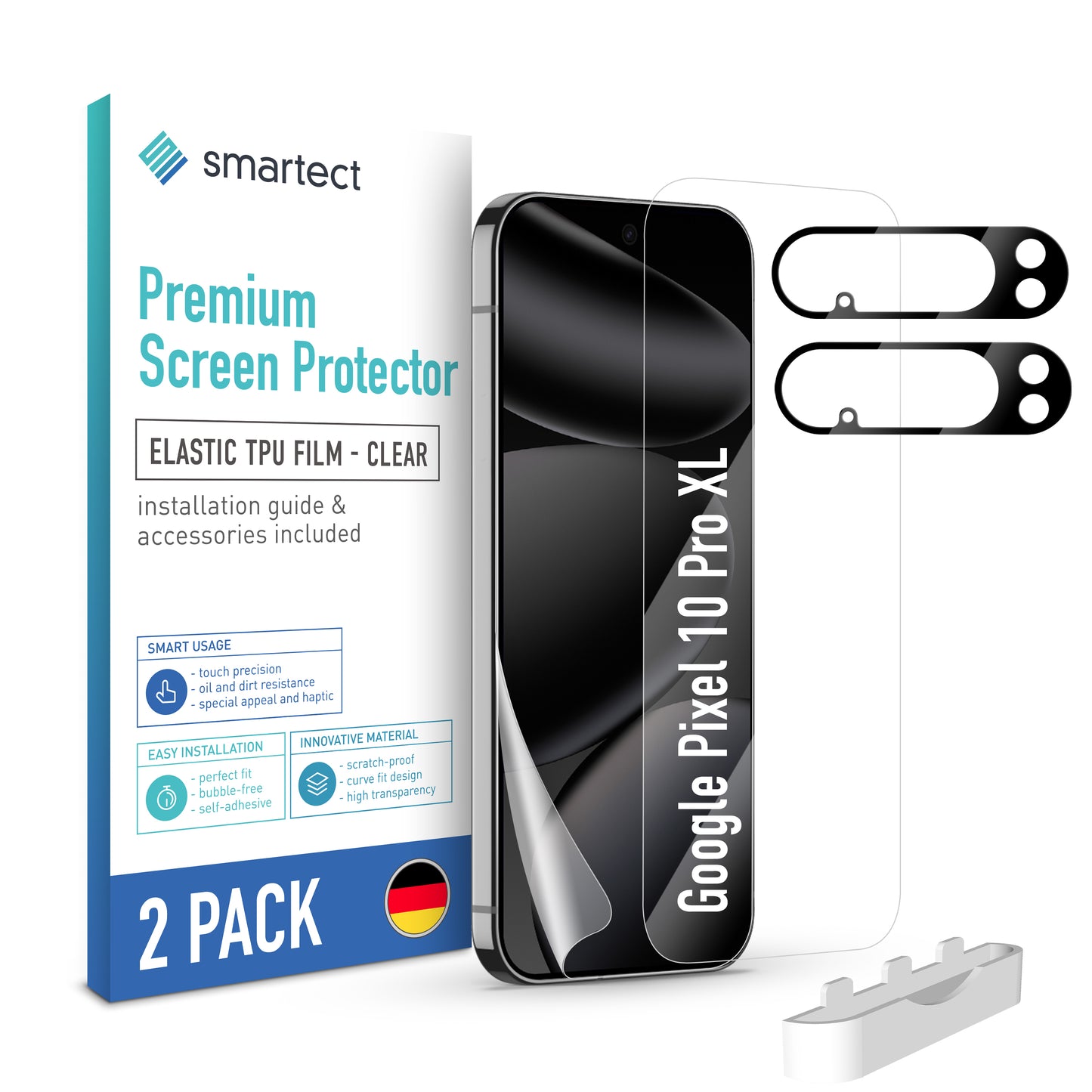 smartect TPU Schutzfolie Klar für Google Pixel 10 Pro XL, 2 x Front + 2 x Cam