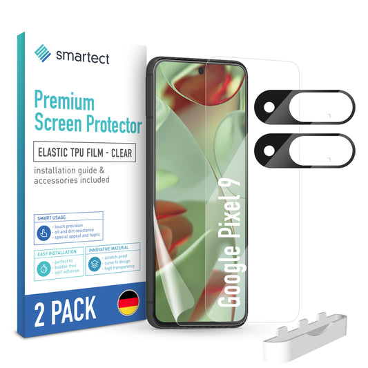 smartect TPU Schutzfolie Klar für Google Pixel 9, 2 x Front + 2 x Cam