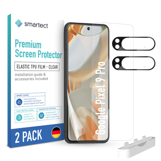 smartect TPU Schutzfolie Klar für Google Pixel 9 Pro, 2 x Front + 2 x Cam