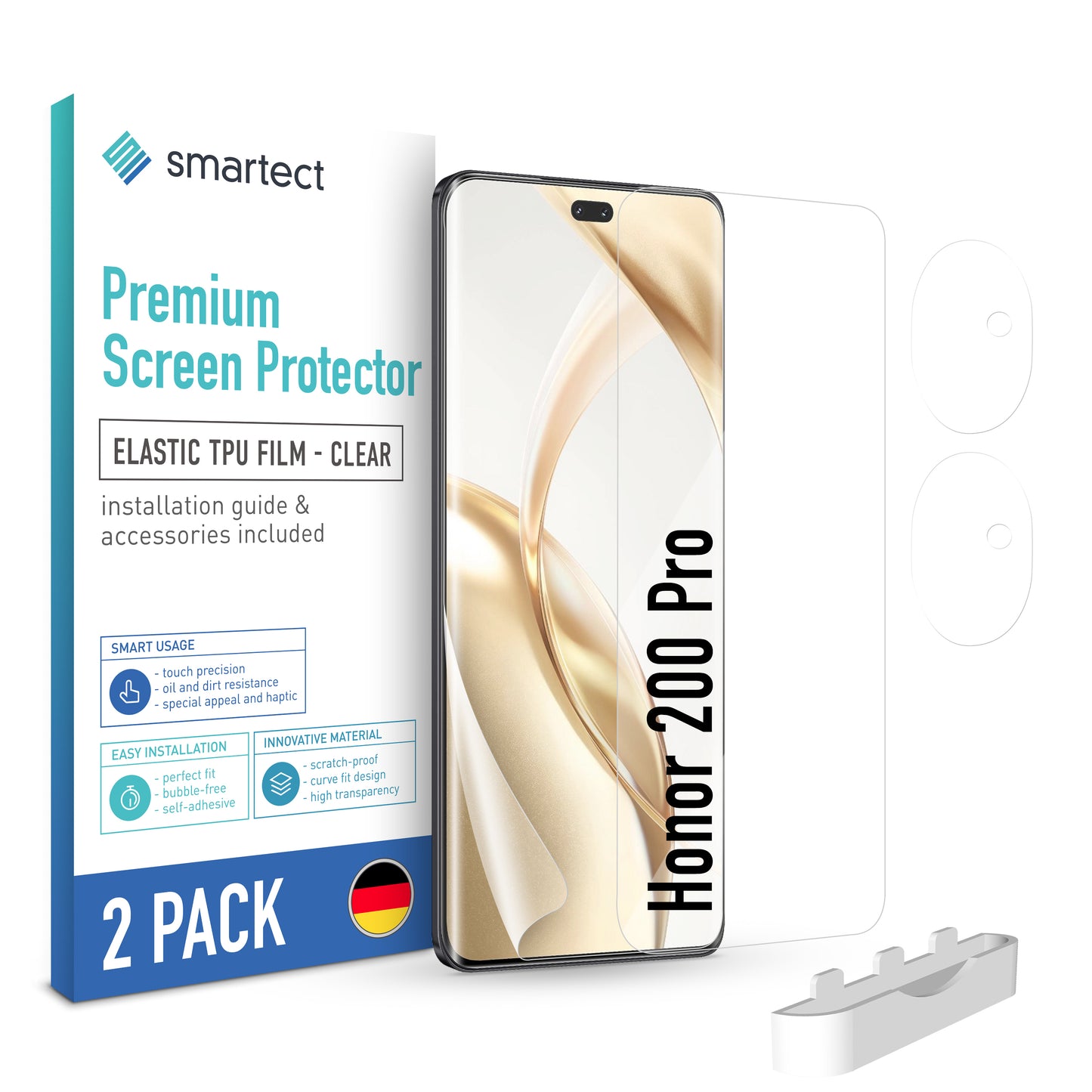 smartect TPU Screen Protector Clear for Honor 200 Pro, 2 x Front + 2 x Cam