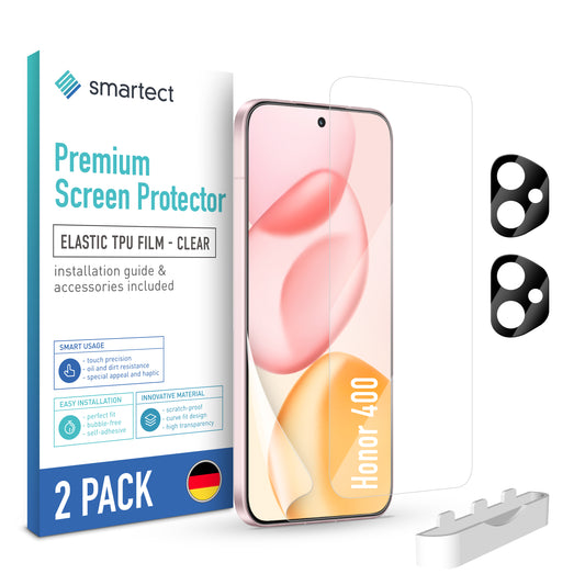 smartect TPU Schutzfolie Klar für Honor 400, 2 x Front + 2 x Cam