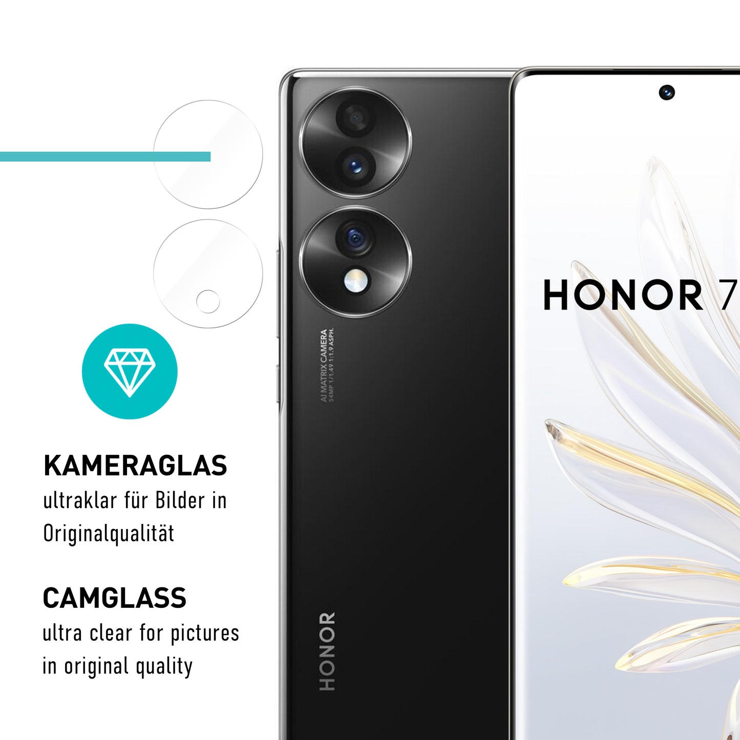 smartect TPU Schutzfolie Klar für Honor 70, 2 x Front + 2 x Cam