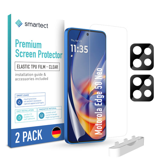 smartect TPU Schutzfolie Klar für Motorola Edge 50 Neo, 2 x Front + 2 x Cam