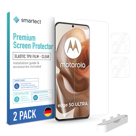 smartect TPU Schutzfolie Klar für Motorola Edge 50 Ultra, 2 x Front + 2 x Cam