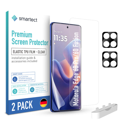 smartect TPU Schutzfolie Klar für Motorola Edge 60 Pro / 60 Fusion, 2 x Front + 2 x Cam