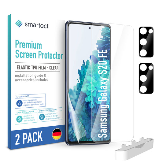 smartect TPU Schutzfolie Klar für Samsung Galaxy S20 FE, 2 x Front + 2 x Cam