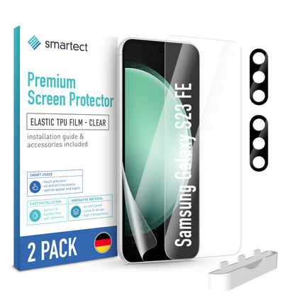 smartect TPU Schutzfolie Klar für Samsung Galaxy S23 FE, 2 x Front + 2 x Cam
