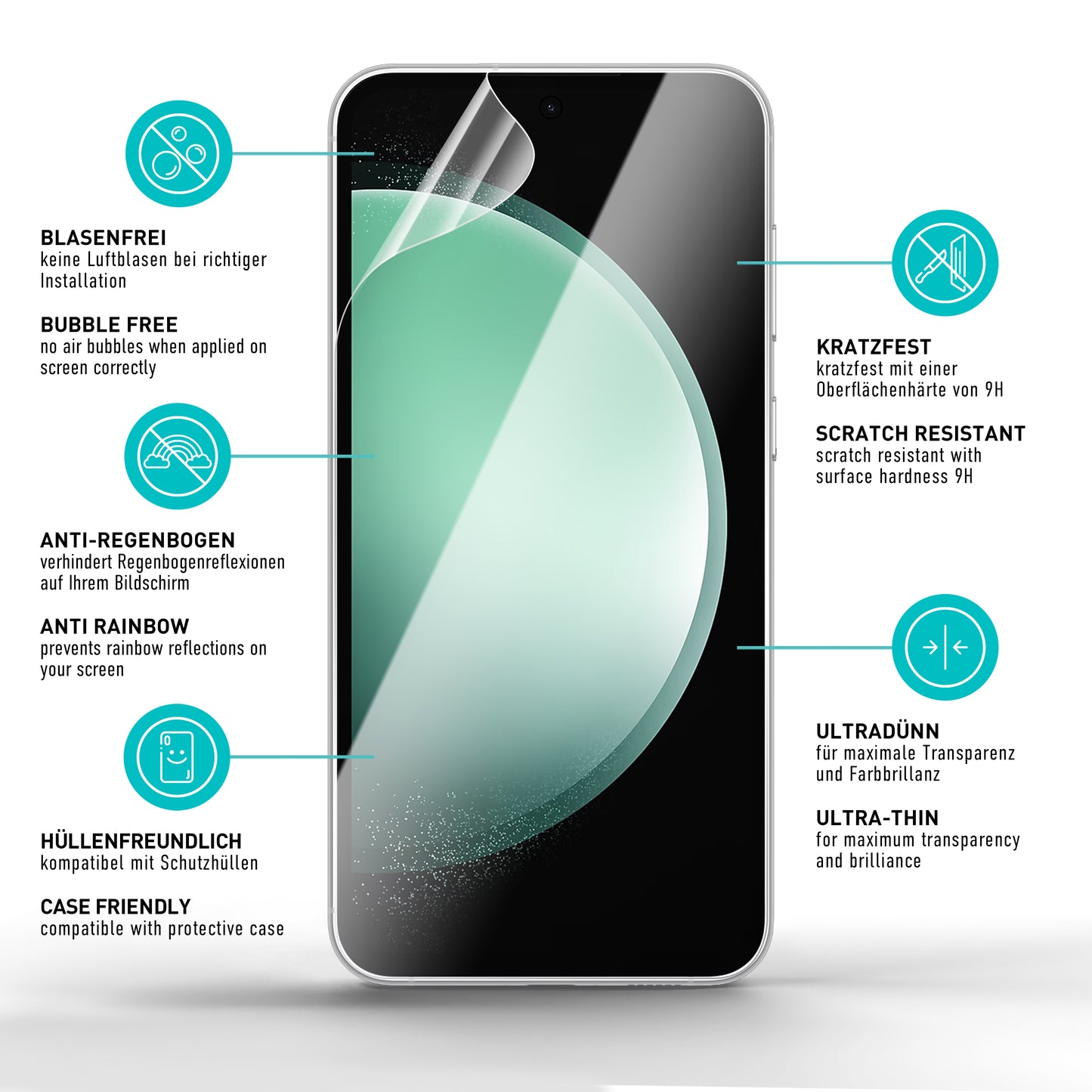 smartect TPU Schutzfolie Klar für Samsung Galaxy S23 FE, 2 x Front + 2 x Cam
